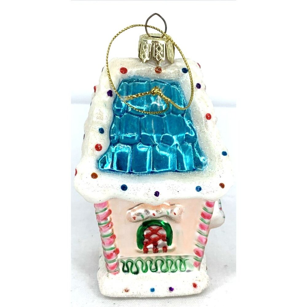 Lao Mai Pink Gingerbread House Glass Christmas Ornament 4 1/2” Tall - Picture 4 of 8